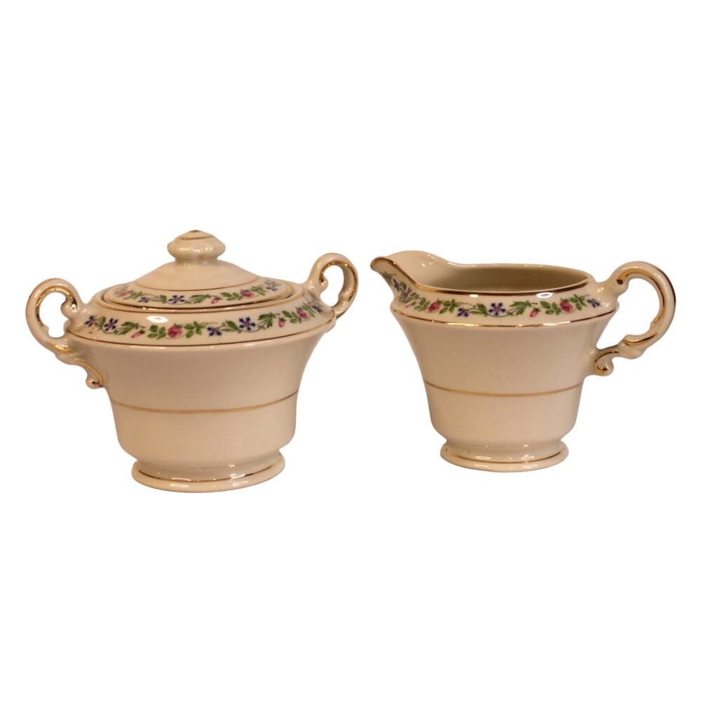 Vtg Harmony House Fine China USA Creamer And Sugar With Lid Set